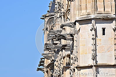 Gargouilles of Palais de Justice of Rouen. France. Editorial Stock Photo