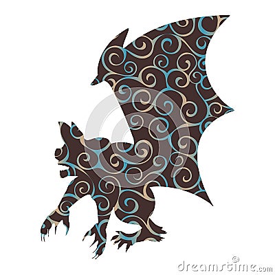 Gargoyle Chimera pattern silhouette ancient mythology fantasy Vector Illustration