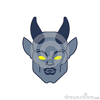 Gargoyle face isolated. Head Stone demonic character, monster. Fantastic architectural object Vector Illustration