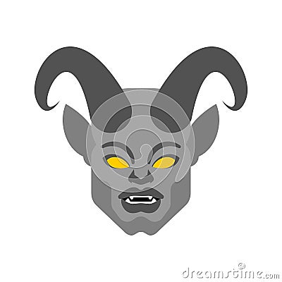 Gargoyle face isolated. Head Stone demonic character, monster. Fantastic architectural object Vector Illustration