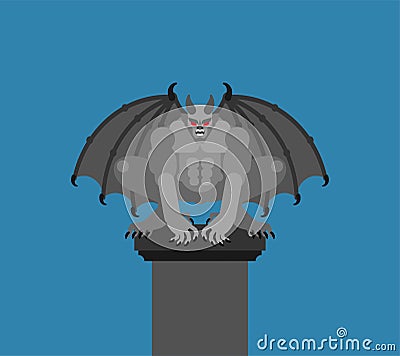 Gargoyle isolated. Stone demonic character, monster. Fantastic architectural object Vector Illustration