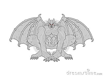 Gargoyle isolated. Stone demonic character, monster. Fantastic architectural object Vector Illustration