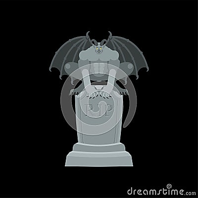 Gargoyle isolated. Stone demonic character, monster. Fantastic architectural object Vector Illustration