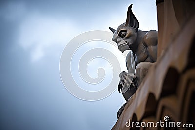 gargoyle silhouette against a stormy sky backdrop Stock Photo