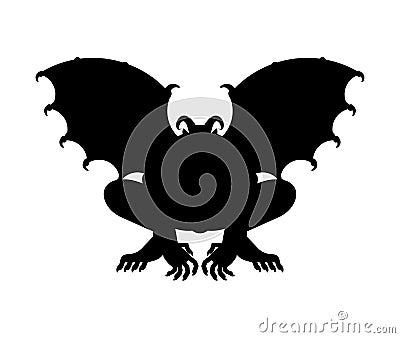 Gargoyle silhouette isolated. Stone demonic character, monster. Fantastic architectural object Vector Illustration