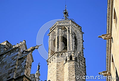 Gargoyles of the Cathedral of the Holy Cross, Gotic Barri, Barcelona, Spain Stock Photo