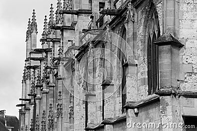 Gargoyles decorate the facade of Saint-Jacques church in Lisieux (France) Stock Photo