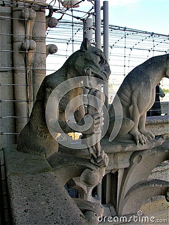 The gargoyles in Notre Dame, Paris city, France. History, time and architecture, fascination and magic Stock Photo