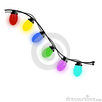 Garland with colorful lights Cartoon Illustration
