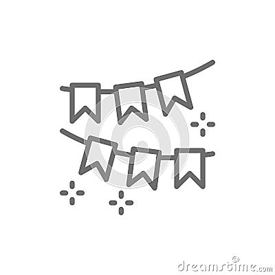 Garland of flags, party decoration line icon. Vector Illustration