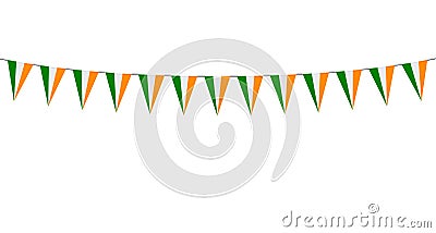 Garland with green white red pennants on white background Vector Illustration