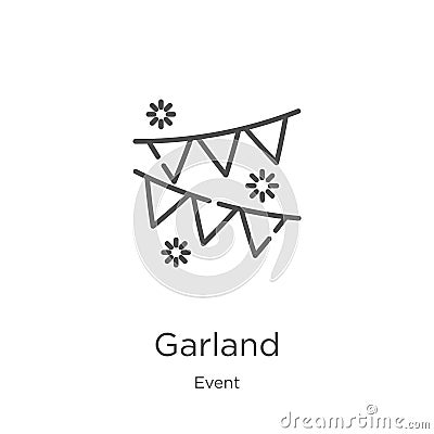 garland icon vector from event collection. Thin line garland outline icon vector illustration. Outline, thin line garland icon for Vector Illustration
