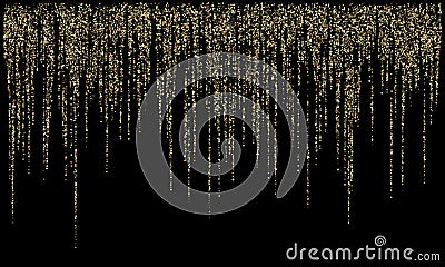 Garland lights gold glitter hanging vertical lines vector holiday background. Vector Illustration