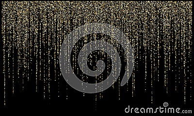 Garland lights gold glitter hanging vertical lines vector holiday background. Vector Illustration