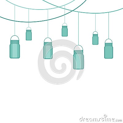 Garland with mason jars. Vector illustration. Vector Illustration