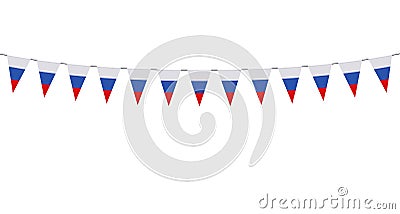 Garland with Russians pennants on white background Vector Illustration