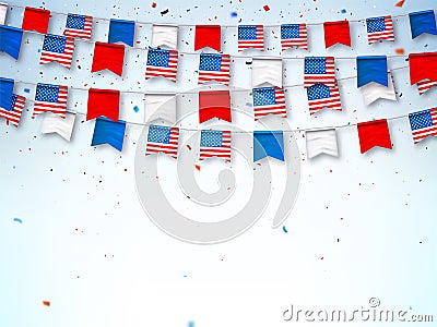 Garlands of USA flags. Banner to celebrate Vector Illustration