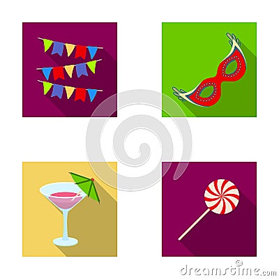 Garlands, cocktail and other accessories at the party.Party and partits set collection icons in flat style vector symbol Vector Illustration