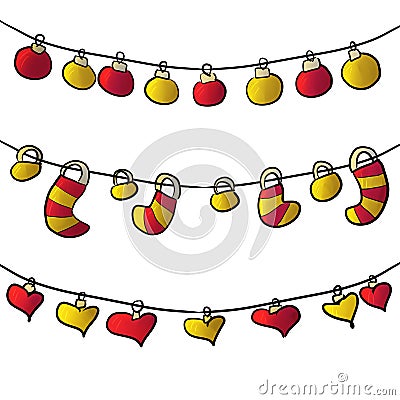 Garlands for new year photo with hearts. digital art Stock Photo