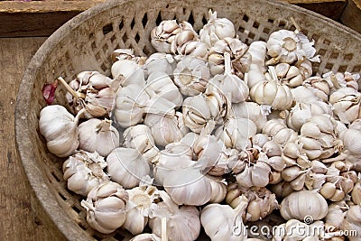 Garlic in the basket Stock Photo