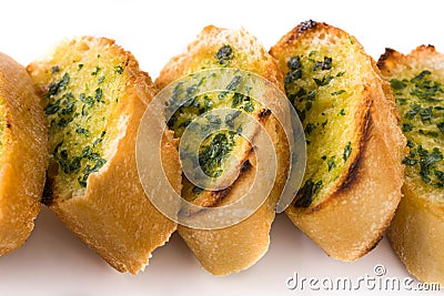 Garlic breads slice isolated Stock Photo