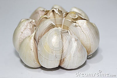 garlic bulbs . fresh cloves of garlic or garlic against isolated on white background Stock Photo