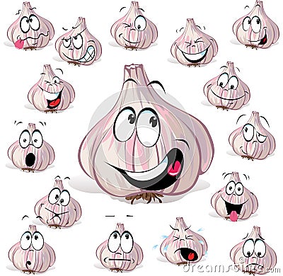 Garlic cartoon head Vector Illustration