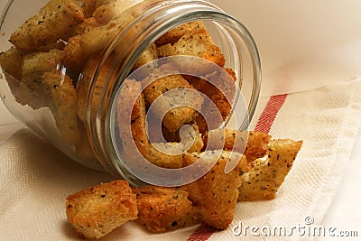 Garlic Croutons Stock Photo