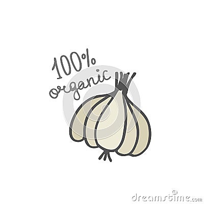 Garlic doodle icon, vector illustration Cartoon Illustration