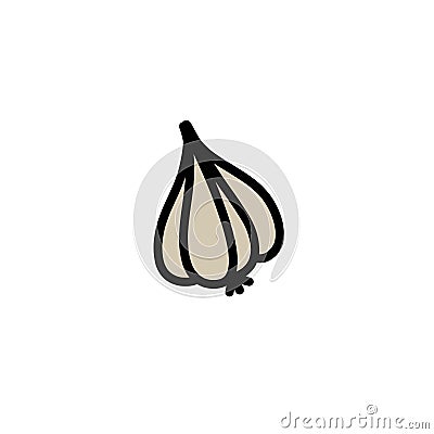 Garlic doodle icon, vector color line illustration Vector Illustration