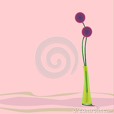 Garlic Flowers and Vase Stock Photo