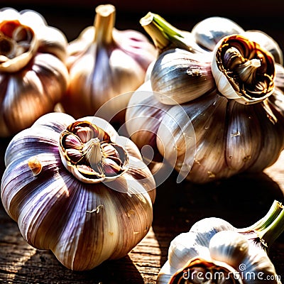 Garlic fresh raw organic vegetable Stock Photo