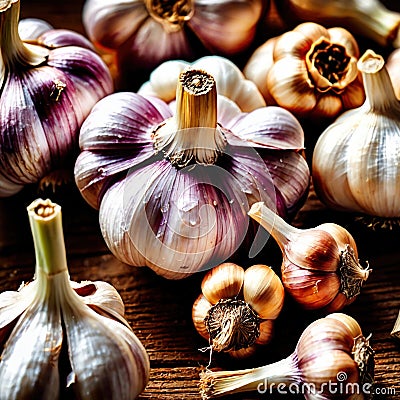 Garlic fresh raw organic vegetable Stock Photo