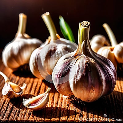 Garlic fresh raw organic vegetable Stock Photo