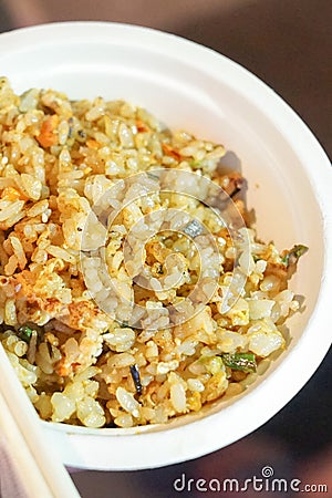 Garlic fried rice in foodtruck event., Bangkok, Thailand Stock Photo