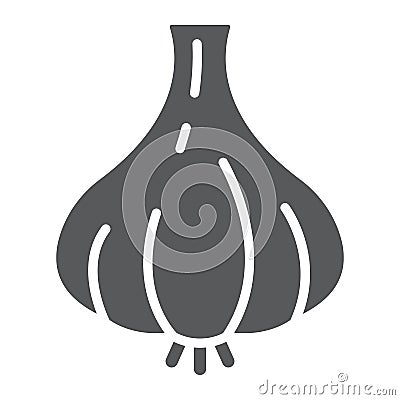 Garlic glyph icon, vegetable and diet Vector Illustration