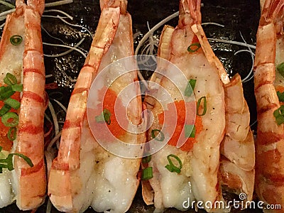 Garlic grilled Shrimps with Shrimp Stock Photo