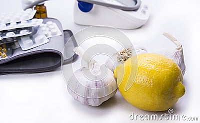 Garlic and lemon are better remedy then pills and drugs Stock Photo