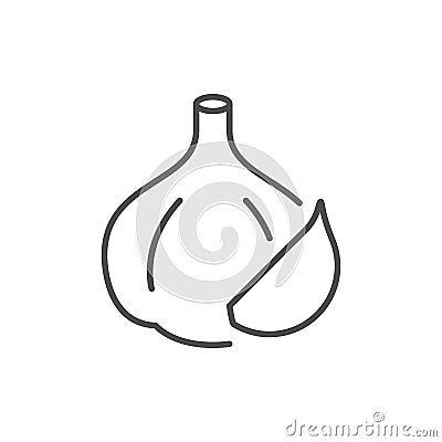 Garlic line icon or vegetable concept Cartoon Illustration