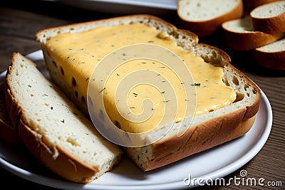 Garlic Lover s Delight Delectable Garlic Cheese Bread.AI Generated Stock Photo