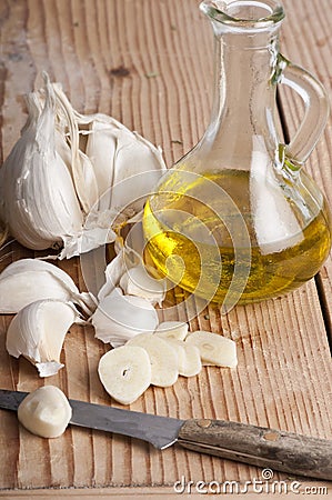 Garlic and olive oil Stock Photo