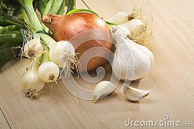 Garlic , onion Stock Photo