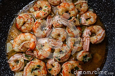 Garlic prawns, traditional spanish tapas Stock Photo