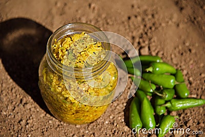 Garlic, Radish and Chilli Pickle Stock Photo