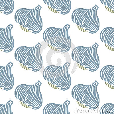 Garlic. Seamless pattern with spiral garlics Vector Illustration