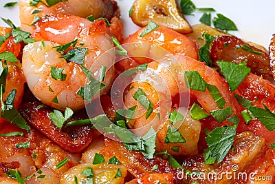 Garlic shrimp pinchos tapas from Spain Stock Photo