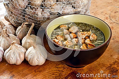 Garlic soup Stock Photo