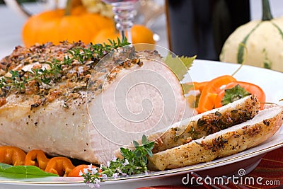 Garlic Thyme Roast Pork Stock Photo