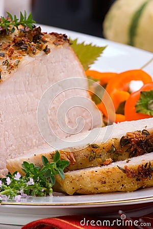 Garlic Thyme Roast Pork Stock Photo