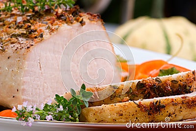 Garlic Thyme Roast Pork Stock Photo